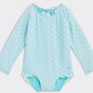 NWT Vineyard Vines Big Girls Ment Green Polka Dot Kids One Piece Swimwear XL(16)